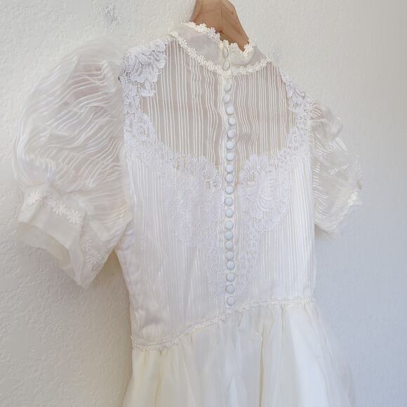 Vintage Alfred Angelo Edythe Vincent 1950s 60s Womens Wedding Dress Gown Lace XS - Picture 8 of 16